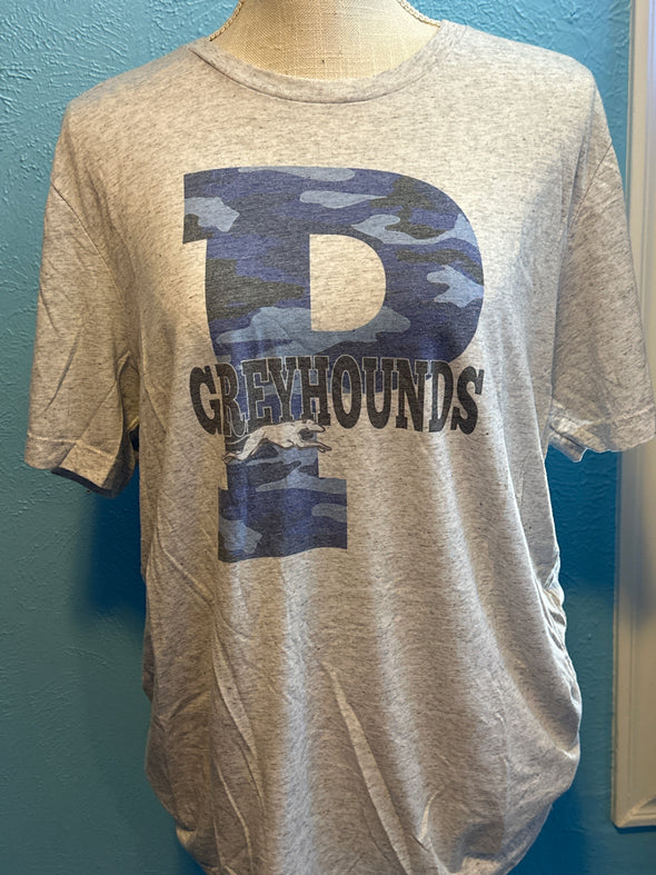 Adult L camo P greyhounds tee